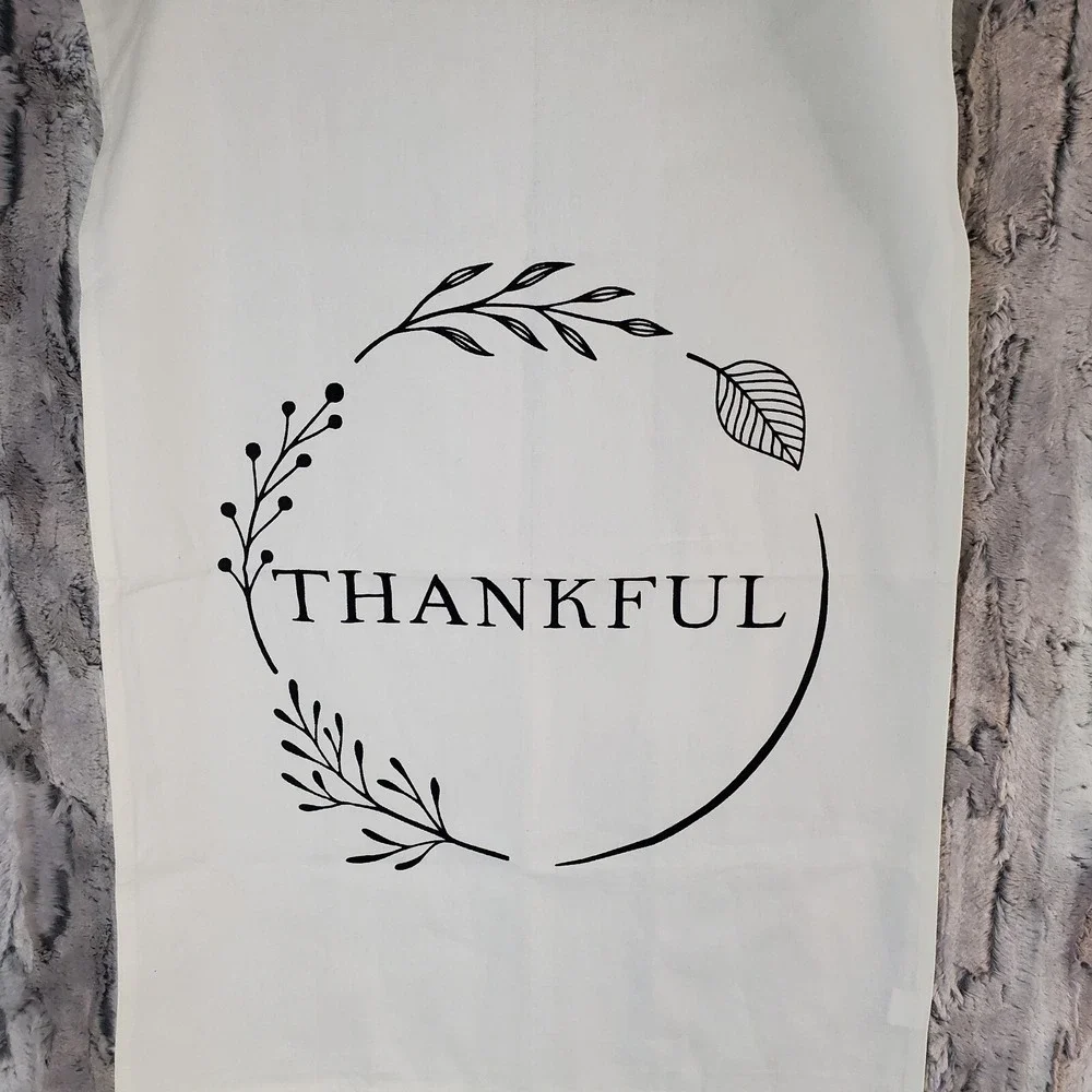 THANKFUL Tea Towel - White, 100% Cotton - 20x27